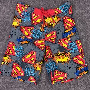 Superman Board Shorts Men's 34 Swim Trunks Shorts DC Comics All Over Print AOP